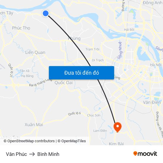 Vân Phúc to Bình Minh map