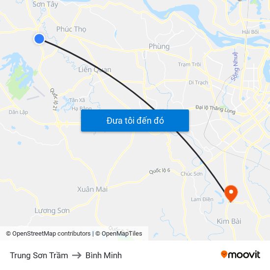 Trung Sơn Trầm to Bình Minh map