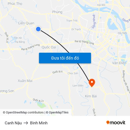 Canh Nậu to Bình Minh map
