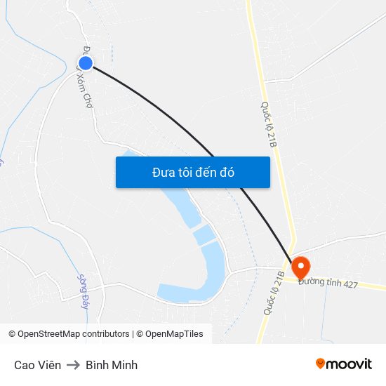 Cao Viên to Bình Minh map