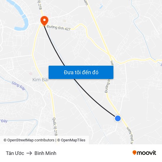 Tân Ước to Bình Minh map