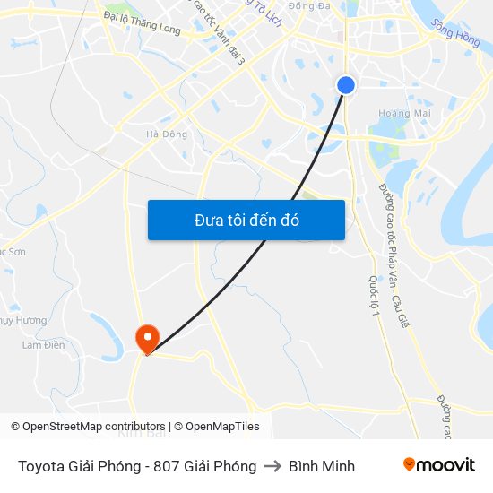 Toyota Giải Phóng - 807 Giải Phóng to Bình Minh map