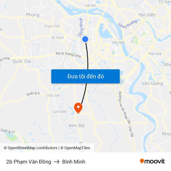 2b Phạm Văn Đồng to Bình Minh map