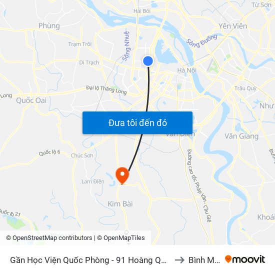 Gần Học Viện Quốc Phòng - 91 Hoàng Quốc Việt to Bình Minh map