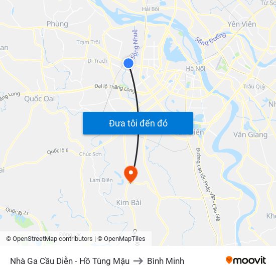 Nhà Ga Cầu Diễn - Hồ Tùng Mậu to Bình Minh map