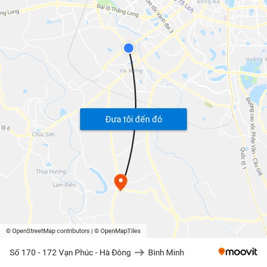 Số 170 - 172 Vạn Phúc - Hà Đông to Bình Minh map