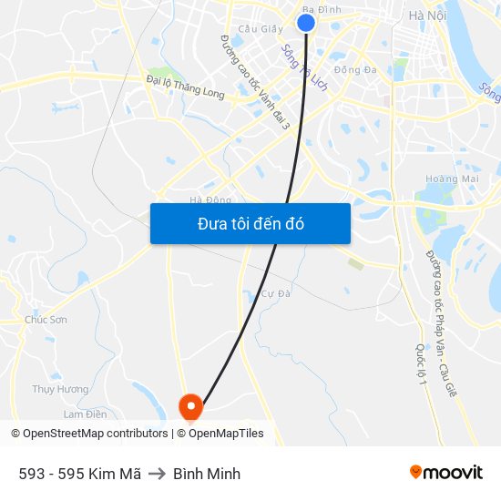 593 - 595 Kim Mã to Bình Minh map