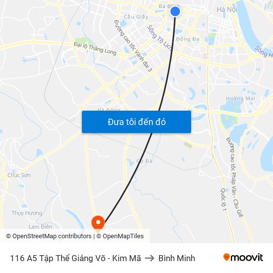 116 A5 Tập Thể Giảng Võ - Kim Mã to Bình Minh map