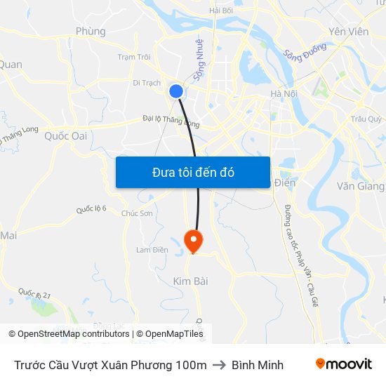 Trước Cầu Vượt Xuân Phương 100m to Bình Minh map