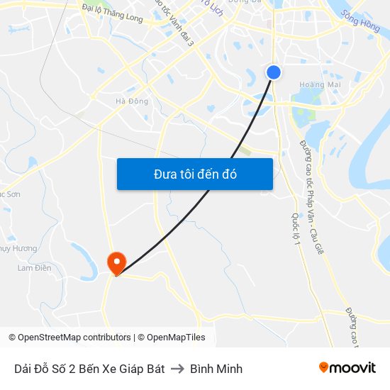 Dải Đỗ Số 2 Bến Xe Giáp Bát to Bình Minh map