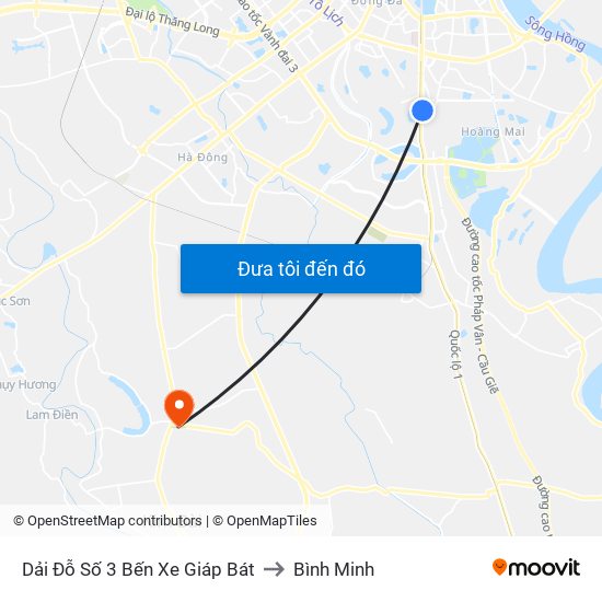 Dải Đỗ Số 3 Bến Xe Giáp Bát to Bình Minh map