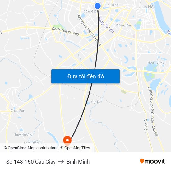 Số 148-150 Cầu Giấy to Bình Minh map