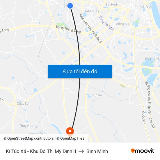 Kí Túc Xá - Khu Đô Thị Mỹ Đình II to Bình Minh map