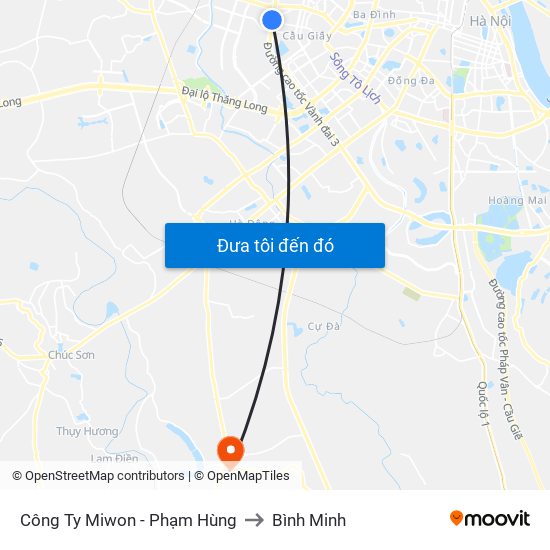 Công Ty Miwon - Phạm Hùng to Bình Minh map