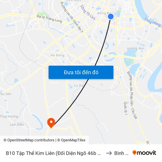 B10 Tập Thể Kim Liên (Đối Diện Ngõ 46b Phạm Ngọc Thạch) to Bình Minh map