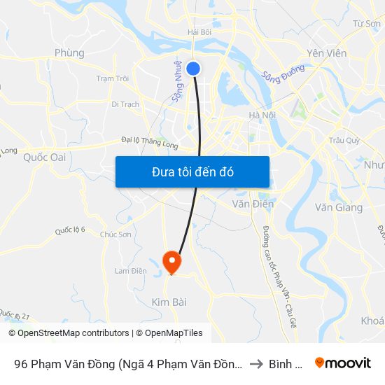 96 Phạm Văn Đồng (Ngã 4 Phạm Văn Đồng - Xuân Đỉnh) to Bình Minh map