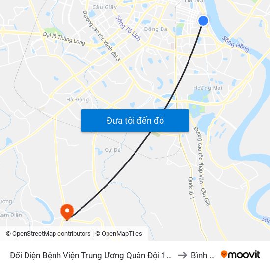 Đối Diện Bệnh Viện Trung Ương Quân Đội 108 - Trần Hưng Đạo to Bình Minh map