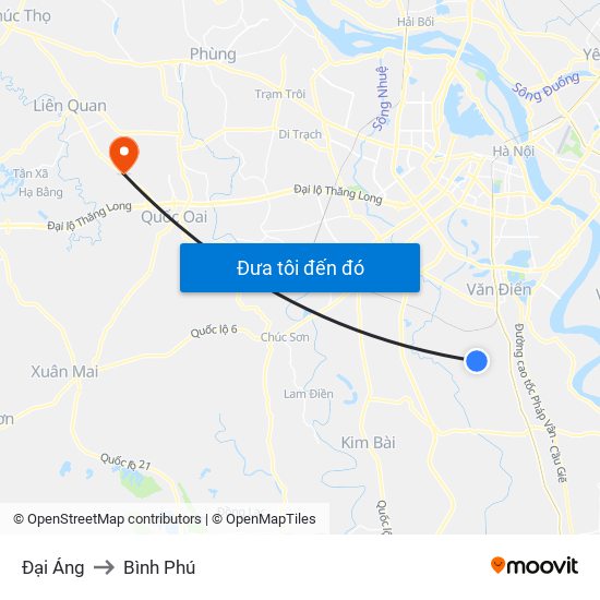 Đại Áng to Bình Phú map