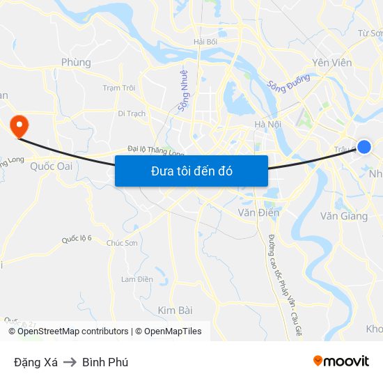 Đặng Xá to Bình Phú map