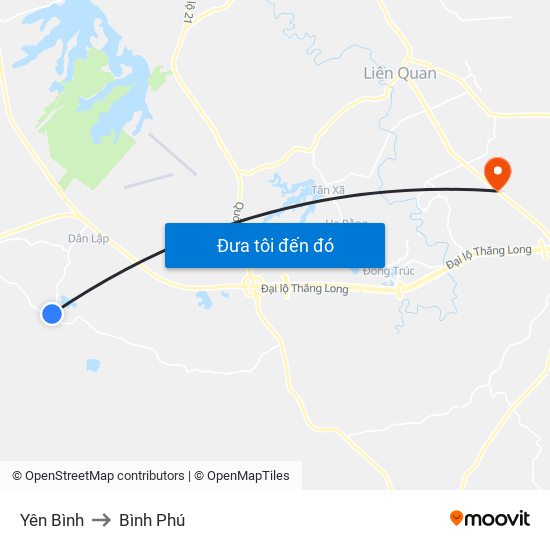 Yên Bình to Bình Phú map