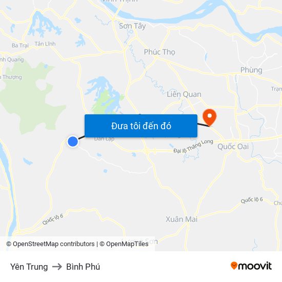 Yên Trung to Bình Phú map