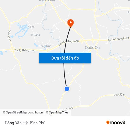 Đông Yên to Bình Phú map