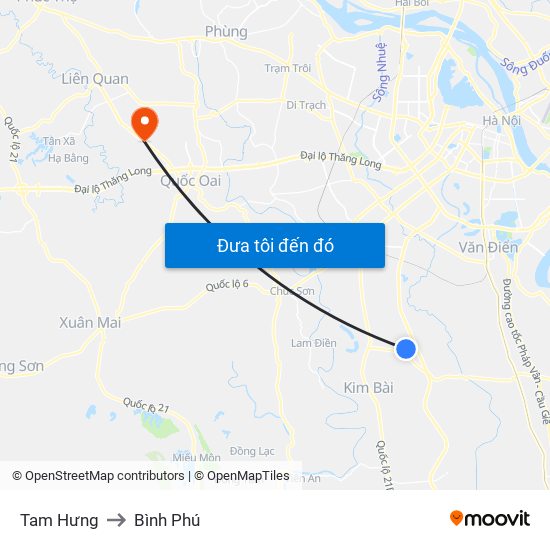 Tam Hưng to Bình Phú map