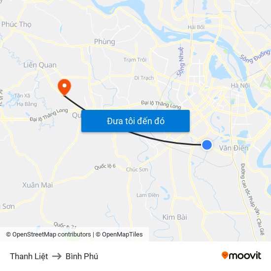 Thanh Liệt to Bình Phú map