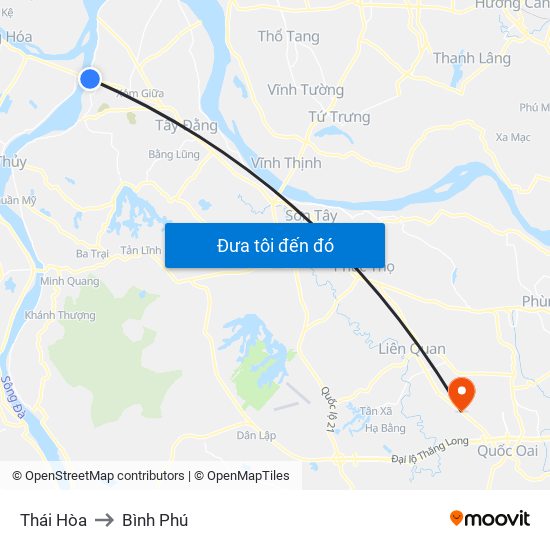 Thái Hòa to Bình Phú map
