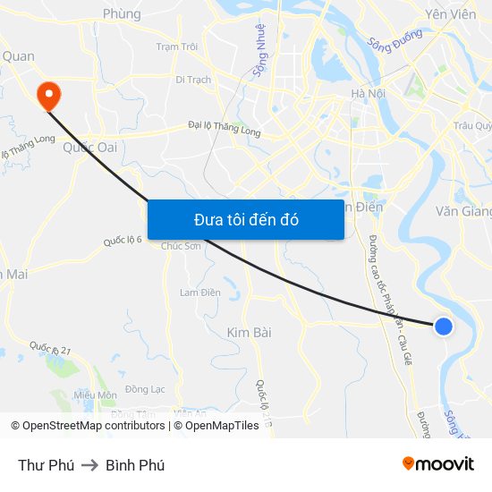 Thư Phú to Bình Phú map