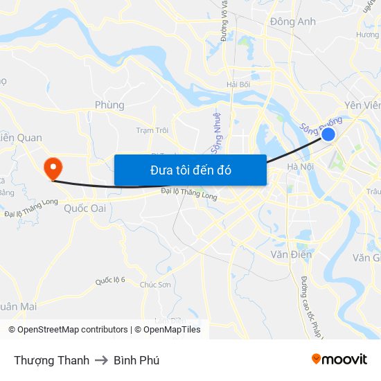 Thượng Thanh to Bình Phú map