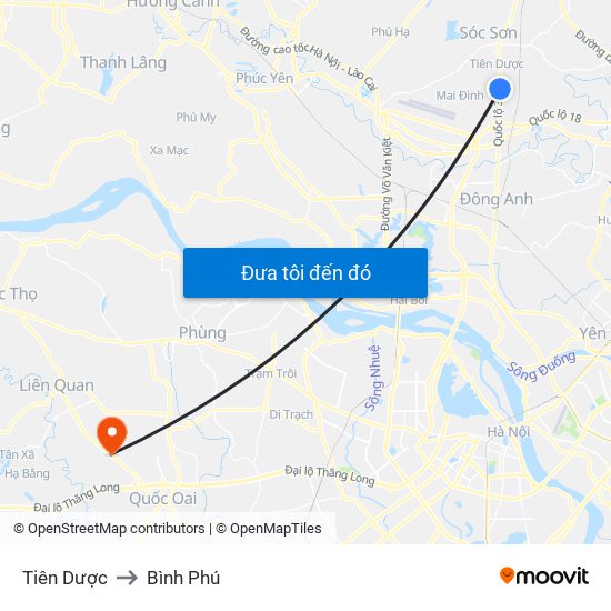 Tiên Dược to Bình Phú map