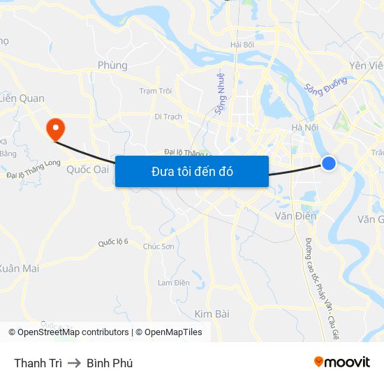 Thanh Trì to Bình Phú map