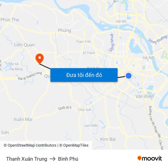 Thanh Xuân Trung to Bình Phú map