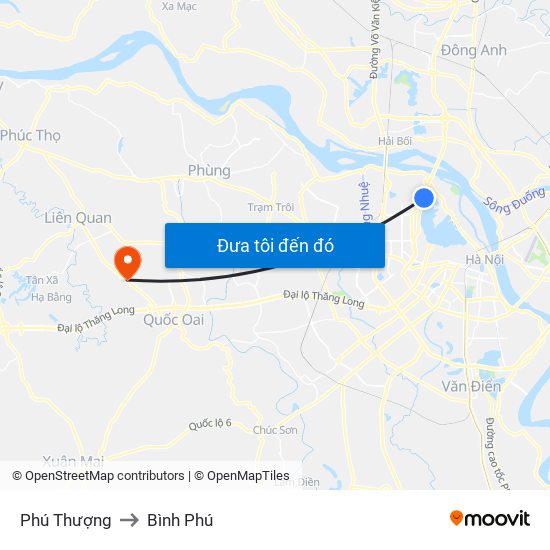 Phú Thượng to Bình Phú map