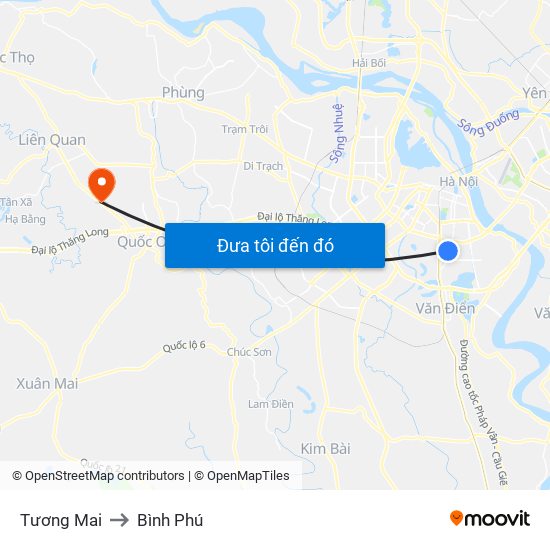 Tương Mai to Bình Phú map