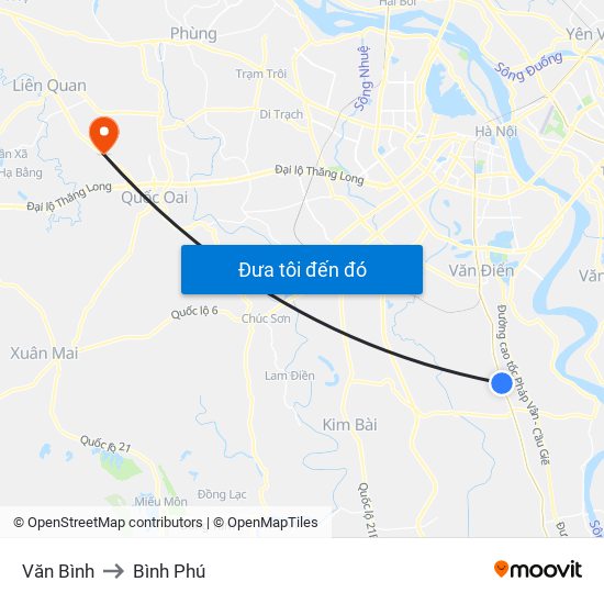 Văn Bình to Bình Phú map