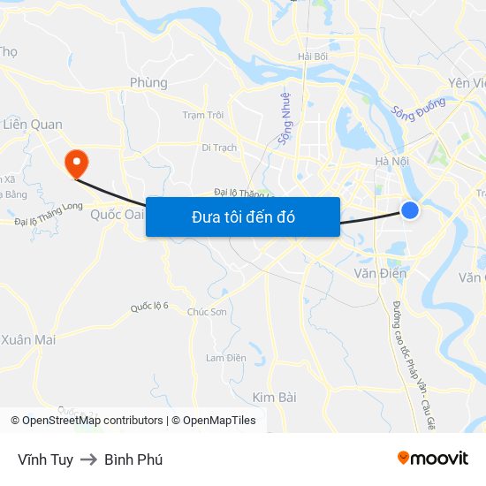 Vĩnh Tuy to Bình Phú map