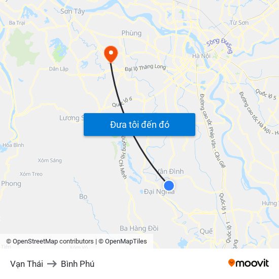 Vạn Thái to Bình Phú map