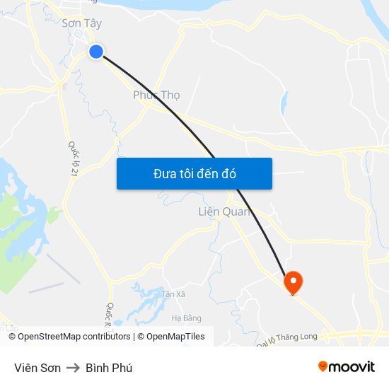 Viên Sơn to Bình Phú map