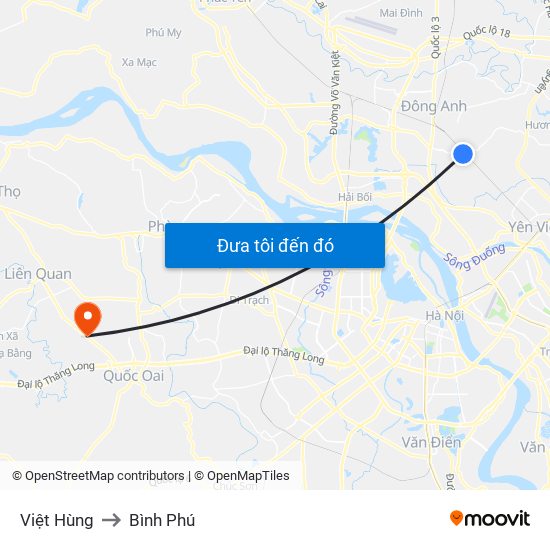 Việt Hùng to Bình Phú map