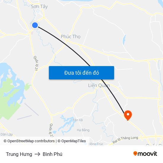 Trung Hưng to Bình Phú map