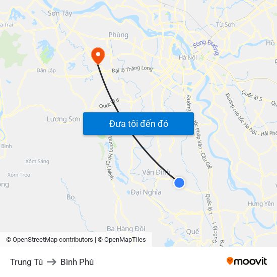 Trung Tú to Bình Phú map