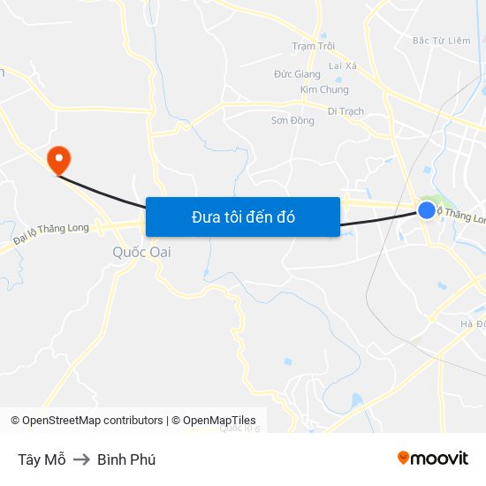 Tây Mỗ to Bình Phú map