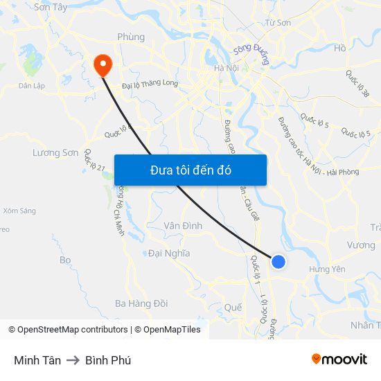 Minh Tân to Bình Phú map