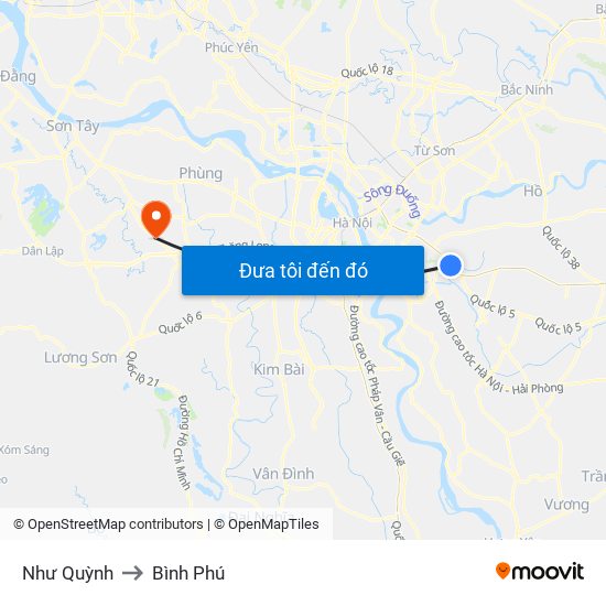 Như Quỳnh to Bình Phú map