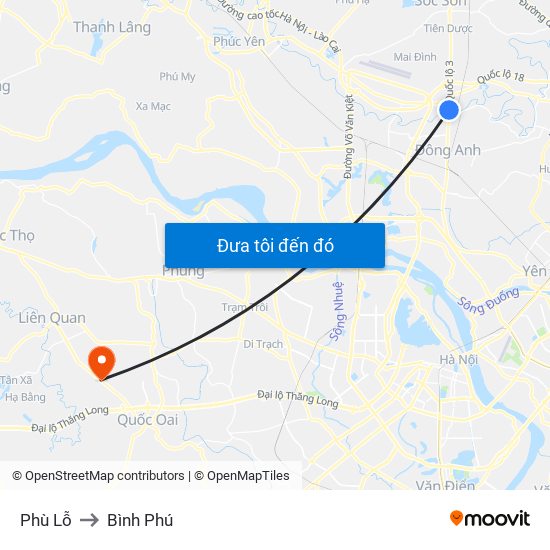 Phù Lỗ to Bình Phú map