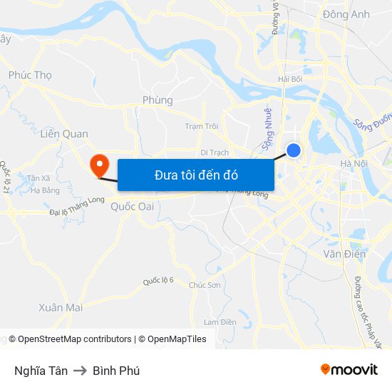 Nghĩa Tân to Bình Phú map