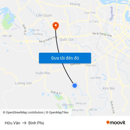 Hữu Văn to Bình Phú map