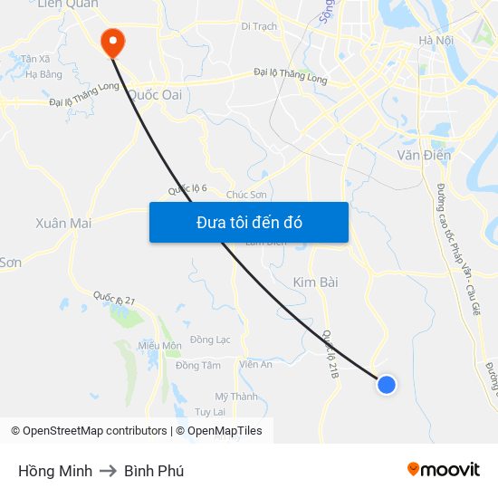 Hồng Minh to Bình Phú map